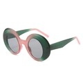 Oval alien style sunglasses with green and pink gradient frames and dark grey lenses - Green Pink Frame Grey Lens