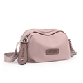 Waterproof nylon crossbody bag in dusty rose pink with adjustable strap and logo detail - Peach Pink