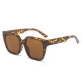 Fashionable oversized square sunglasses with tortoise frame and brown tinted lenses - Leopard Frame Brown Lens