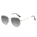 Lunettes de soleil polygonales oversize avec verres dégradés gris et monture en métal doré - Standard / Cadre Doré Gris Dégradé