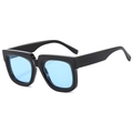 Lunettes de soleil oversize carrées noires avec verres bleu clair pour un style rétro - Standard / Monture Noire Verres Bleus