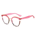 Gafas cat-eye elegantes con parte superior roja, estampado de leopardo y puente dorado - Marco Parte Superior Roja Transparente Parte Inferior de Leopardo