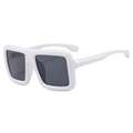 Chic oversized square sunglasses with thick white frames and dark UV protection lenses - White Frame Gray Lens
