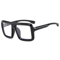 Retro oversized square black frame glasses with clear lenses for a stylish fashion look - Black Frame Clear Lenses