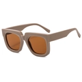 Lunettes de soleil modernes à monture épaisse avec verres carrés et finition ambre - Standard / Monture Kaki Verres Thé