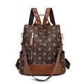 Zaino da viaggio vintage marrone con motivi geometrici a quadrifoglio e cinghie versatili - Marrone