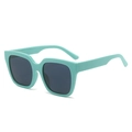 Fashionable oversized square sunglasses with mint green frames and dark grey lenses - Blue Frame Grey Lens
