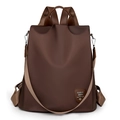 Wasserdichter dunkelbrauner Oxford-Rucksack mit Diebstahlschutz und stilvollem Webeband - Kaffeebraun