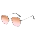 Lunettes de soleil à monture en métal argenté et verres dégradés rose et orange - Standard / Monture Dorée Verre Dégradé Thé Rose