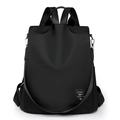 Wasserdichter schwarzer Oxford-Rucksack für Damen mit abnehmbarem Gurt und Metall-Logo - Schwarz