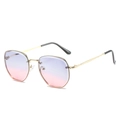 Fashion aviator sunglasses with gold metal frame and purple pink gradient lenses - Regular / Gold Frame Gradient Blue Pink Lens