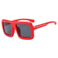 Oversized square sunglasses in bright red glossy frame with dark gray lenses - Red Frame Grey Lens