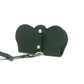 Dark green leather sunglasses pouch with metal snaps and matching lanyard clip - Green