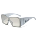 Y2K oversized rectangle sunglasses with silver metallic frame and rivet detailing - Regular / Silver Frame Light Mercury Lens
