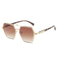 Square metal sunglasses with brown gradient lenses and gold frames in tortoise shell - Gold Frame Gradient Tea Lens