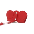 Red PU leather sunglasses pouch with butterfly folding design and silver snap buttons - Red