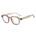 Retro translucent tea geometric full frame glasses with anti-blue light and UV400 lenses - Transparent Grey