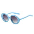 Retro light blue round sunglasses with dark grey gradient lenses for a stylish summer look - Blue Frame Gradient Grey Lens