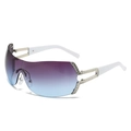 Stijlvolle oversized zonnebril met verloopglazen en met strass bezette brilpoten - Zilveren Frame Grijs Blauwe Lenzen