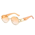 Lunettes de soleil ovales rétro avec monture dorée et verres orange dégradés - Standard / Monture Dorée Verre Thé Clair
