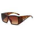 Gafas de sol de escudo Y2K con montura de carey y lentes de color marrón degradado - Régulier / Montura de Leopardo Lentes Marrones Degradadas