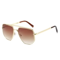 Square pilot sunglasses with gold metal frame and brown gradient lenses in a vintage style - Gold Frame Gradient Tea Lens