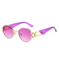 Gafas de sol redondas vintage con montura dorada y cristales degradados lila - Régulier / Marco Dorado Lente Púrpura Degradado