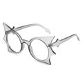 Oversized bat-shaped cat eye glasses frames in transparent smoke grey for street style - Transparent Grey
