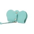 Mint green faux leather sunglass pouch with round frame design and metal lanyard hook - Blue