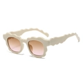 Children's wave-edged sunglasses in cream white with gradient lenses and resin frame - Beige Frame Brown Pink Lens