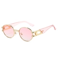 Lunettes de soleil ovales rétro avec verres dégradés roses et monture dorée - Standard / Monture Dorée Verres Roses