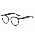 Montura de gafas cat-eye negra con detalles metálicos dorados y diseño retro chic - Marco negro brillante
