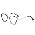 Montatura occhiali cat-eye chic in nero e oro con stanghette in metallo moderne - Montatura Nera