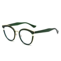 Gafas modernas de ojo de gato con montura verde oscuro y puente de metal dorado - Marco Verde