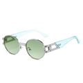 Lunettes de soleil rétro ovales avec monture en métal argenté et verres vert clair - Standard / Lunettes à verres vert foncé monture argentée standard