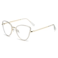 Stylish cat-eye glasses with transparent frames and gold metal temples on a white background - Transparent Frame
