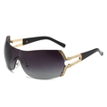 Modieuze oversized zonnebril met goudkleurig montuur, gradiëntglazen en strassteentjes detail - Gouden Frame Gradiënt Grijze Lens