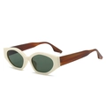 Lunettes de soleil œil de chat avec monture crème et verres verts au design bicolore - Standard / Monture Beige Verres Vert Foncé
