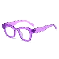 Purple transparent wavy frame sunglasses with unique curved temples, model M8150 - Purple Frame Clear Lens