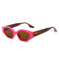 Chic pink cat eye sunglasses with brown lenses and matching dark temples on white background - Regular / Rose Red Frame Brown Lens
