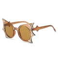 Sternförmige braune Sonnenbrille mit Strassbesatz und silbernen Sternen für Damen - Tee Rahmen Tee Gläser