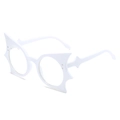 Oversized white bat shaped glasses frames with retro round lenses for trendy street style - White Frame