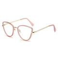 Montatura per occhiali cat-eye con bordi rosa e aste in metallo dorato su bianco - Rosa