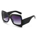 Fashionable oversized square black frame sunglasses with purple gradient lenses for women - Black Frame Gradient Purple Lens