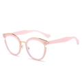 Cat eye glasses frame in pink translucent acetate and gold metal finish - Regular Milky Pink Frame / White Film (blue Light Protection)