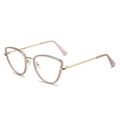 Pink translucent cat-eye glasses frame with sleek gold metal temples and modern design - Purple Frame