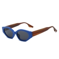 Cat eye sunglasses with blue geometric frames and tortoiseshell temples for women - Regular / Blue Frame Grey Lens