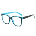 Square TR90 anti-blue light glasses with blue and black color-block frame design - Black with Blue Interior