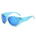 Occhiali da sole sportivi Y2K alla moda con montatura blu metallizzata e lenti polarizzate - Montatura Blu Lenti Blu