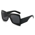 Fashionable black square oversized sunglasses with thick frames and dark lenses - Black Frame Grey Lens